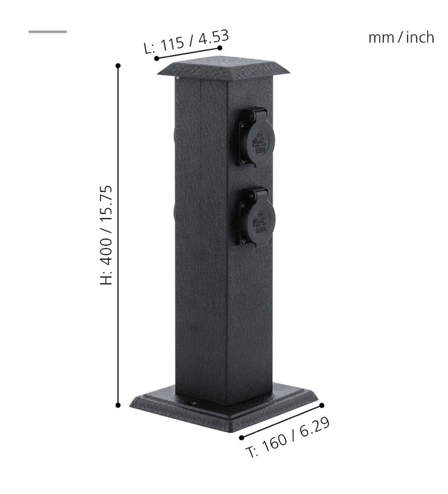 Rozdzielacz zewnętrzny, gniazdo ogrodowe w formie słupka
