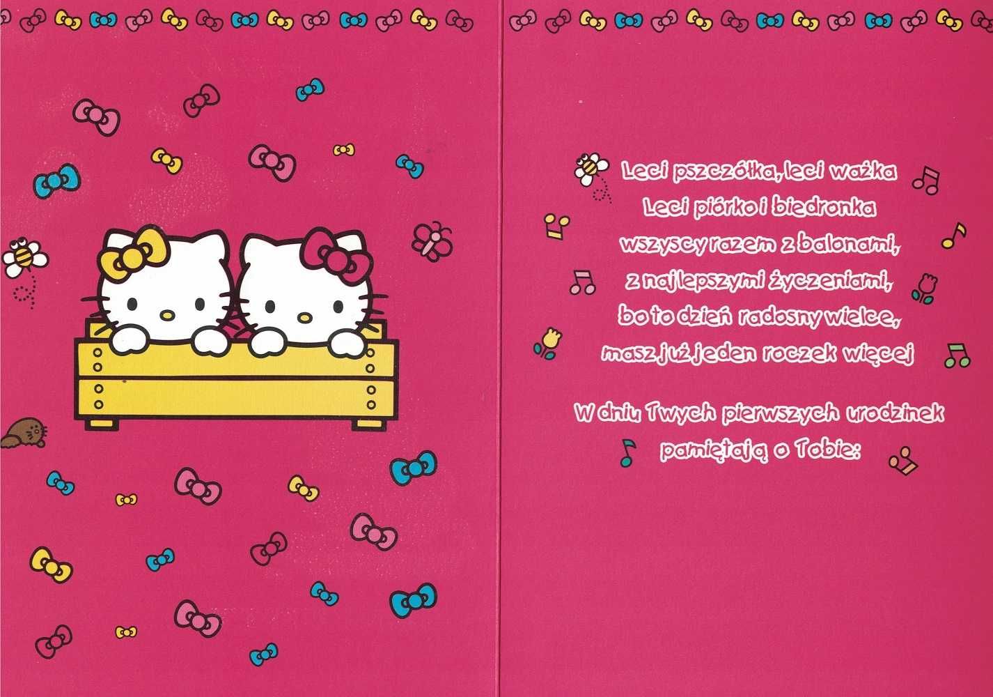 Karnet Hello Kitty z kopertą 1 URODZINY