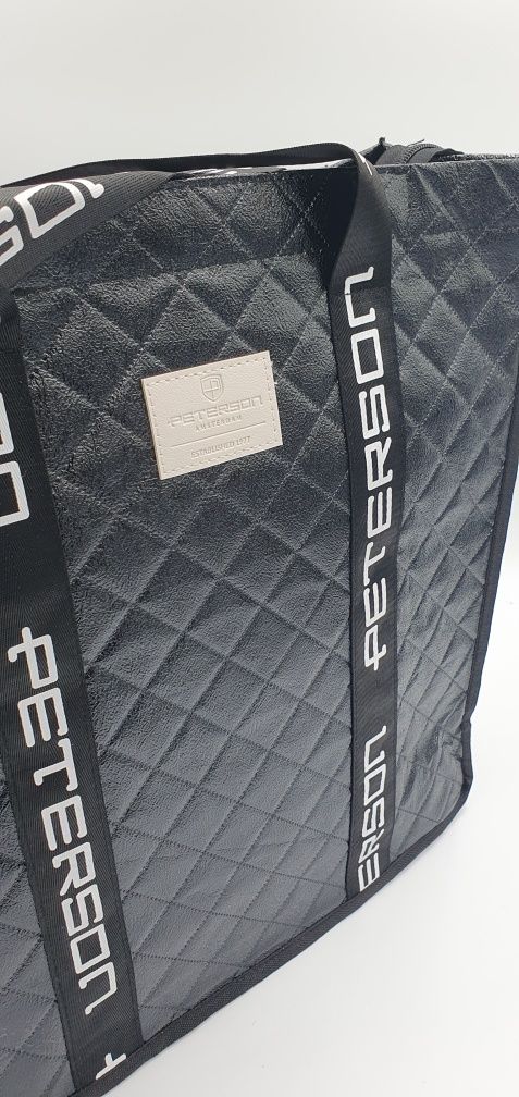 Czarna torba na zakupy shopper bag shopperka na codzień do pracy