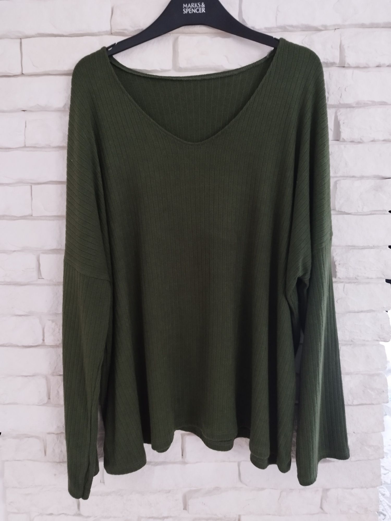 Włoska duży dekolt militarna prążek plus size xxxxl 50 52