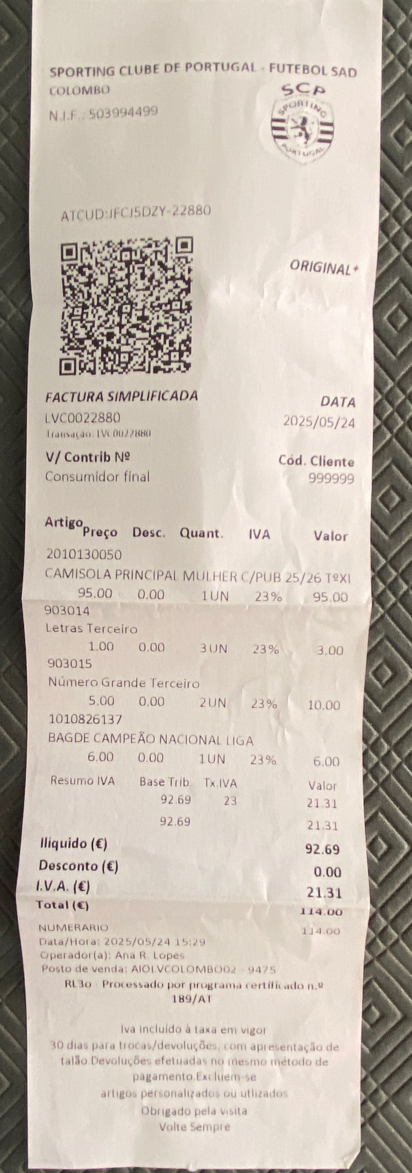 Camisola Original Sporting