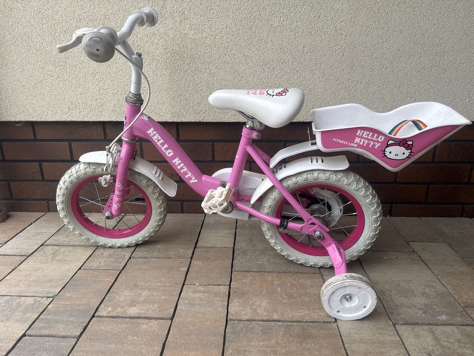 Rower do nauki z bocznymi kolkami Hello Kitty