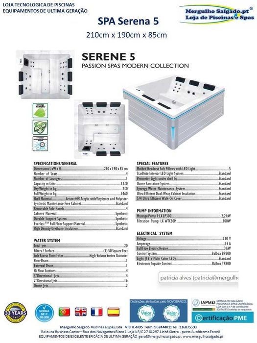 Spa Serena 5 Passion 7.435,00€ - Mergulho Salgado Piscinas e Spas