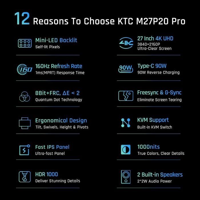 KTC M27P20 Pro Mini LED Игровой Монитор 27"/ 160Гц / 4К / HDR