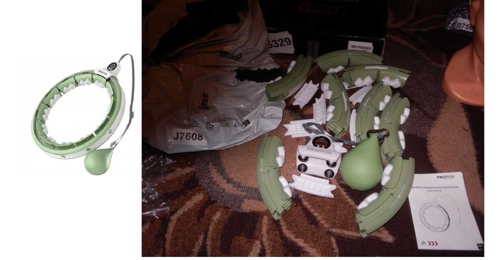 Wyprzedaż->J7608 Hula hop z wypustkami Proiron 35 cm zielony