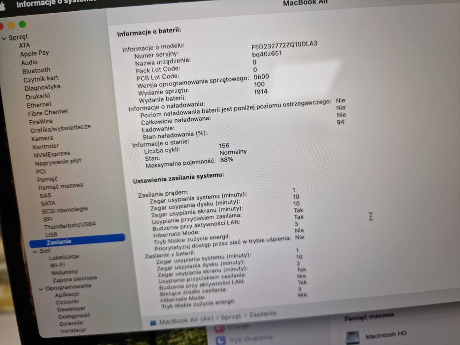 Macbook Air 13 2022/ M2/ 8GB/ 512GB/ 156 cykli/ Grade A- / Gwarancja