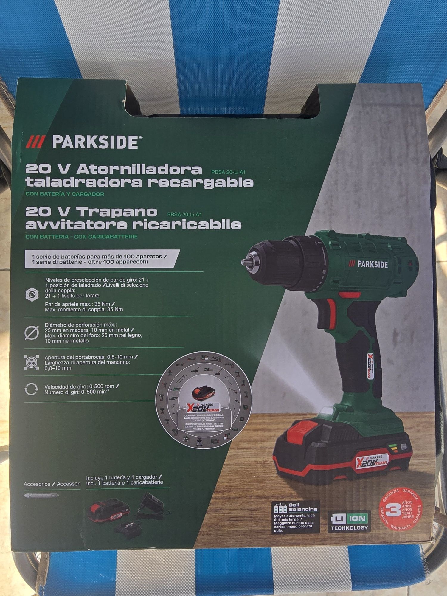 Berbequim PARKSIDE 20V com Bateria e Carregador