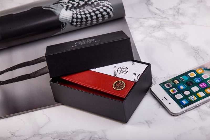 Portfel Damski Skórzany BETLEWSKI Skóra Naturalna Czerwony Na Prezent