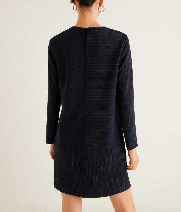 Сукня MANGO XS S довгий рукав офіційна ділова смужка синя чорна плаття