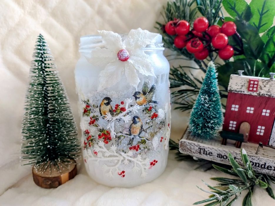 Lampion ręcznie robiony handmade zimowy świąteczny