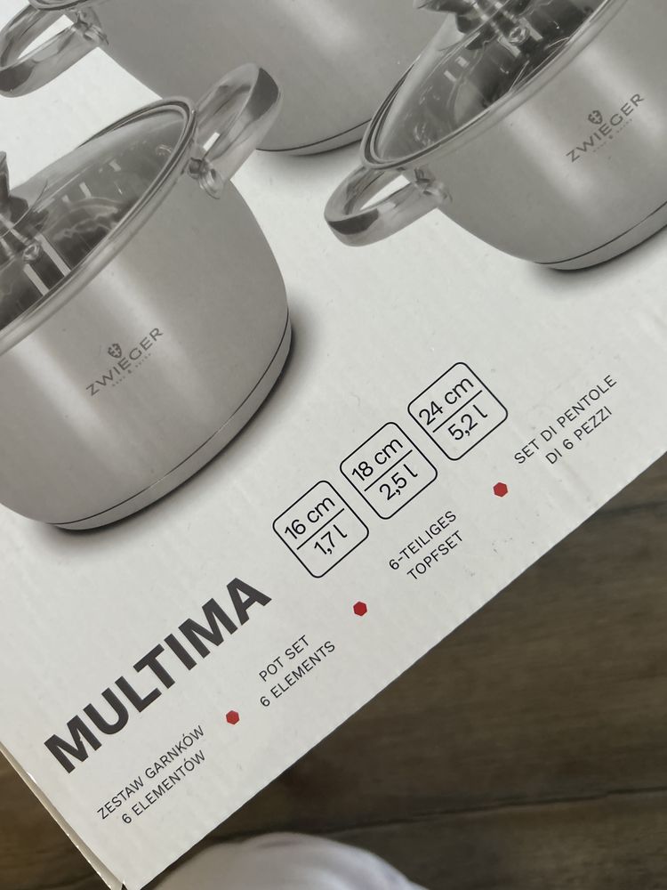 Nowy zestaw komplet garnkow zwieger multima 6 elemantów