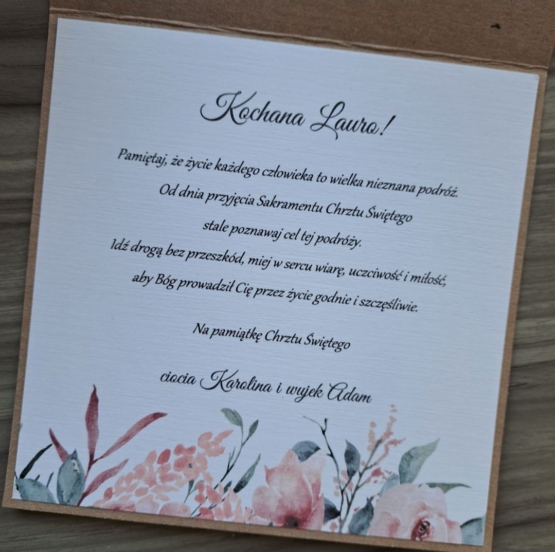Personalizowana kartka na Chrzest dla dziewczynki