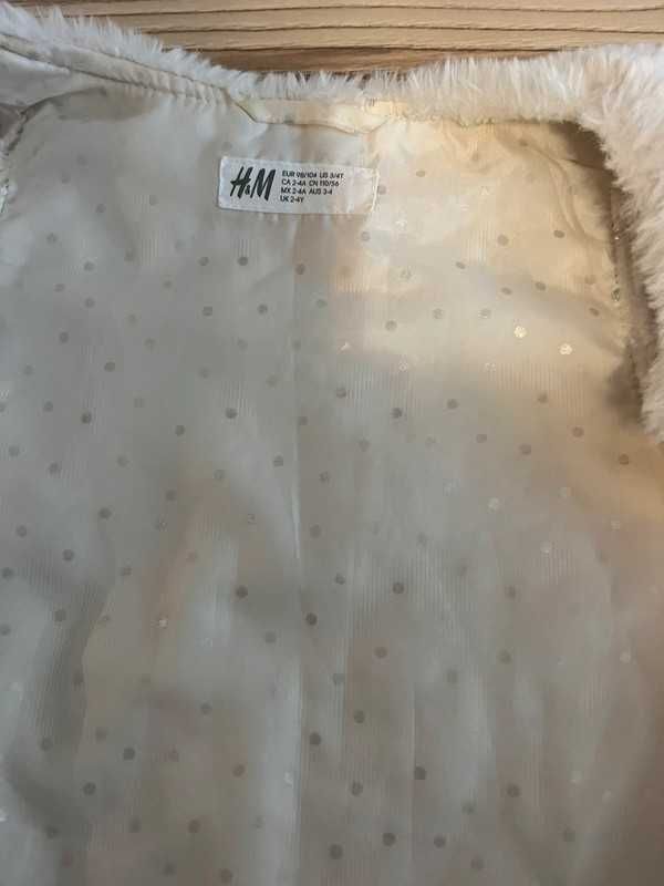 Biała ciepła futerkowa kamizelka H&M 110 cm