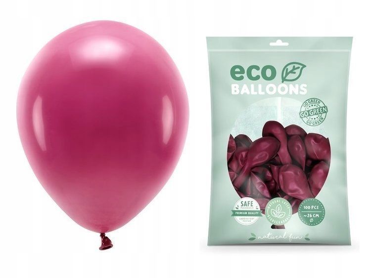 balony biodegradowalne mocne bordowe pastelowe na urodziny 26cm 100szt