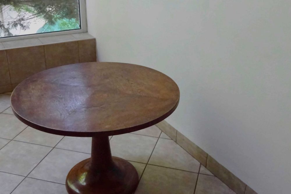 Stolik Kawowy Okrągły Lity Dąb lata 50-te robiony na zamówienie