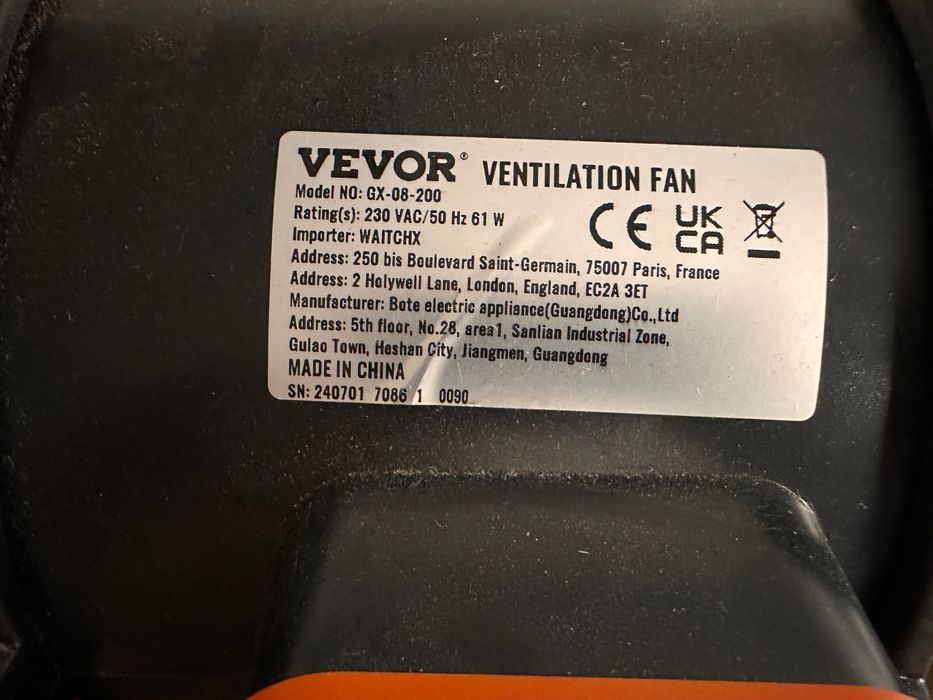 Ventilador 200mm regulação digital