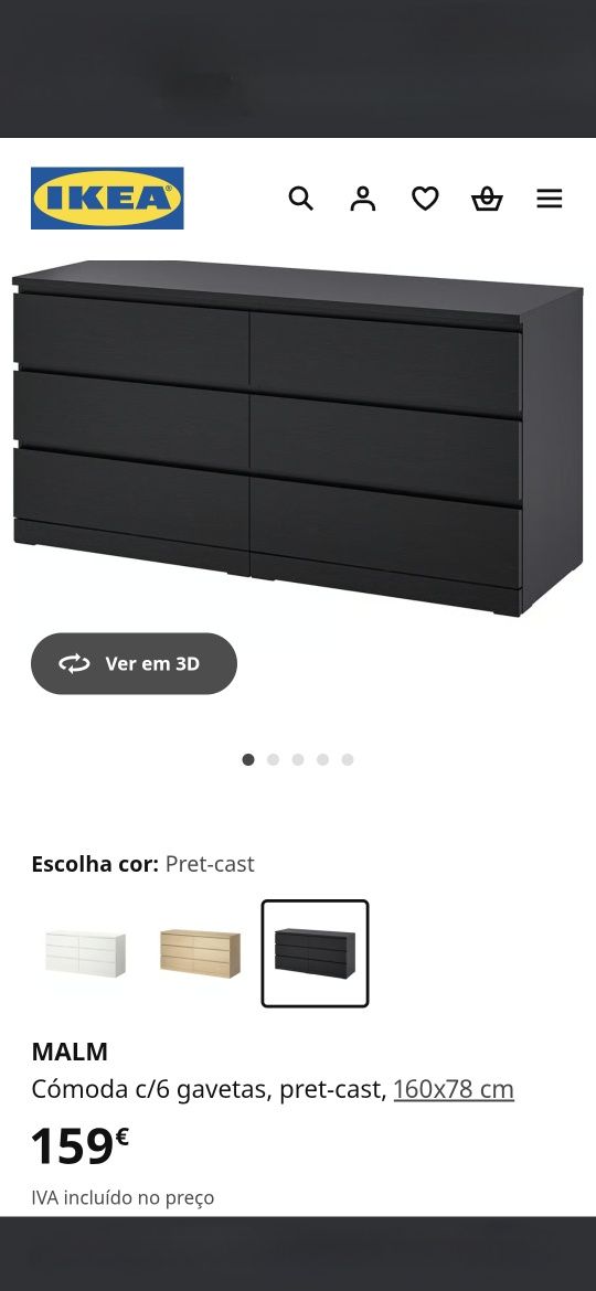 MALM cómoda/móvel IKEA 6 gavetas