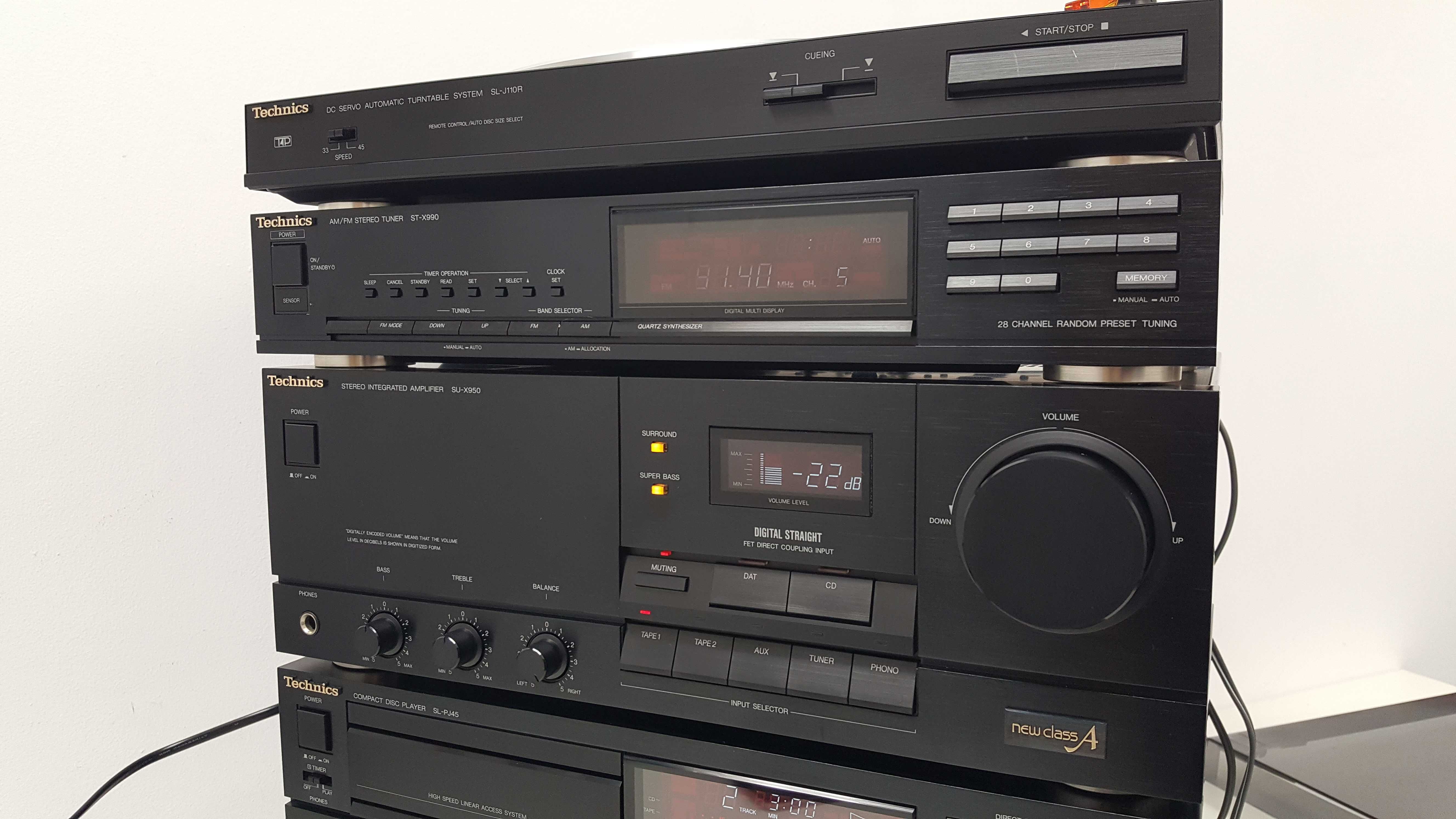 Wieża Technics 80-te lata Wzmacniacz SU-X950 Magnetofon RS  CD SL-PJ45