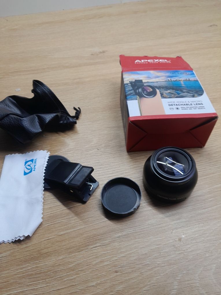 Apexel zestaw 2w1 obiektyw do telefonu makro apl-0.45wm