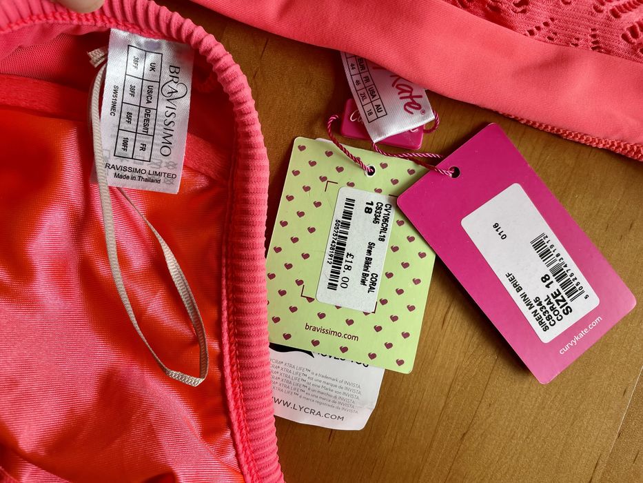 Bravissimo Lombok neon koral top tankini 38FF 85FF 85G + figi Curvy Ka