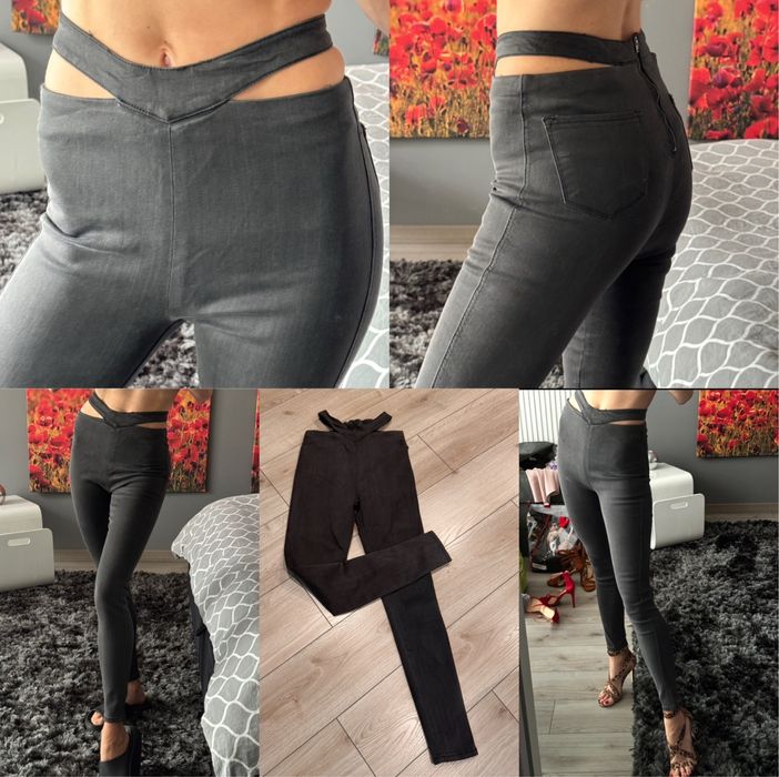 Sexy jeansy z wycieciem na impreze wieczor wyjscie