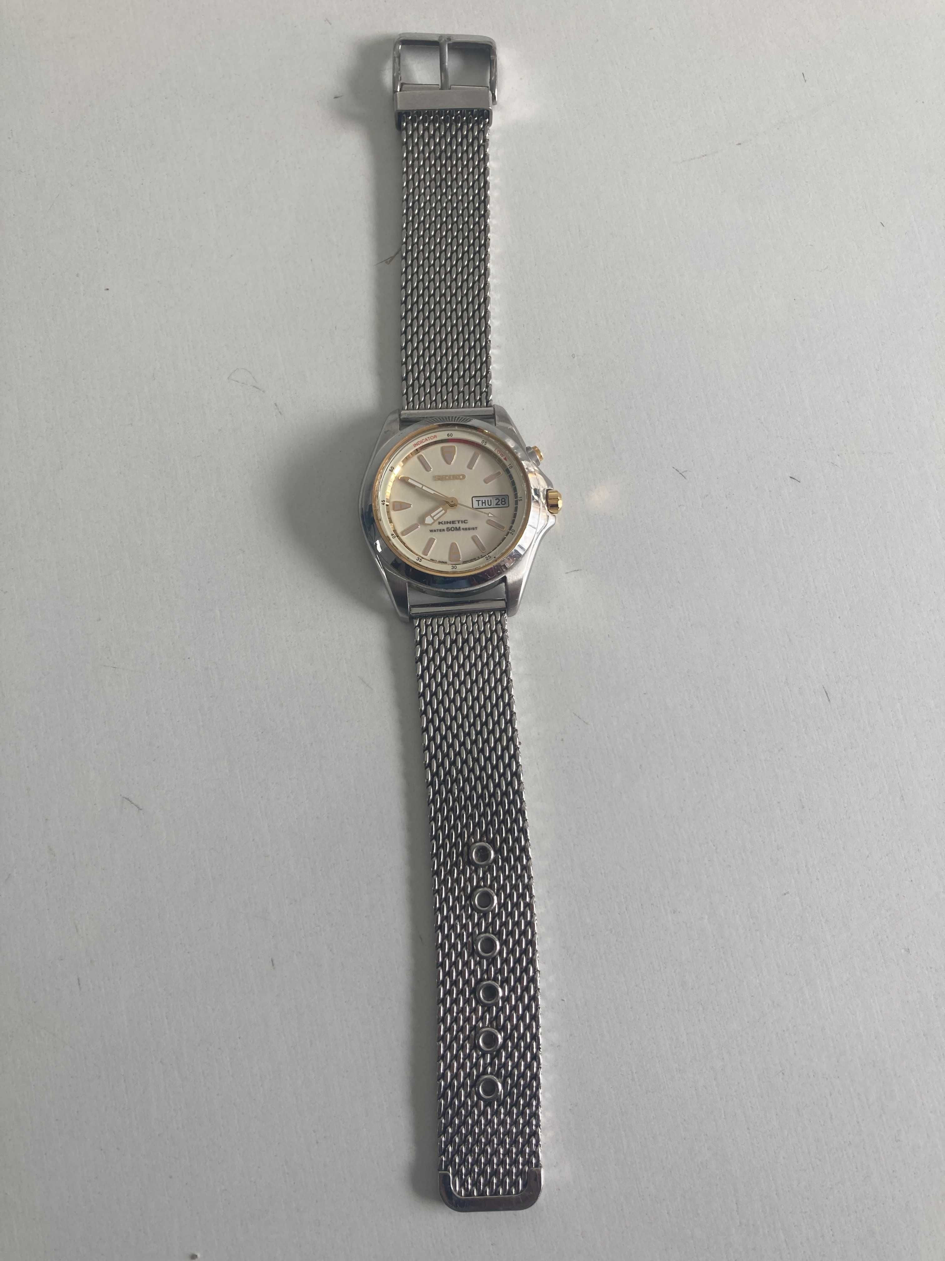 Relógio Seiko Kinetic 5M43-OC80 com pulseira de aço Original usado