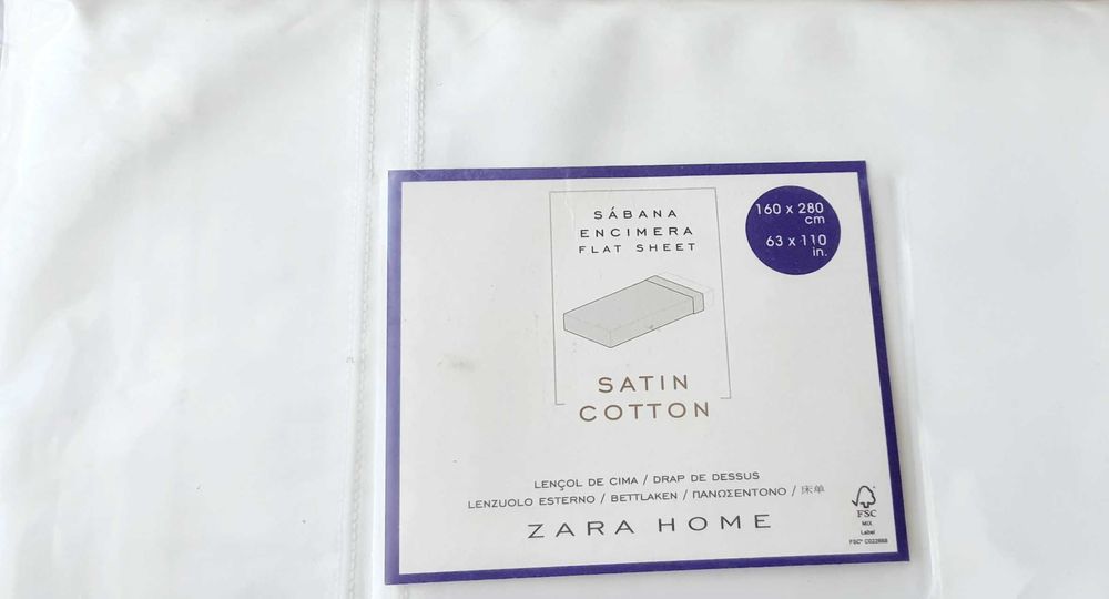 ZARA HOME prześcieradło wierzchnie 160x280 bawełna satynowa