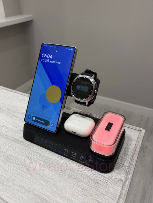 Безпроводная зарядка Samsung 30w 5 в 1 Бездротова Док-Станция Apple