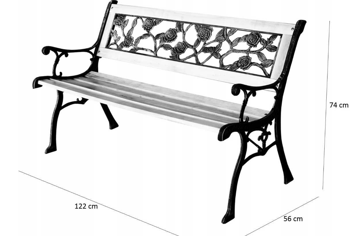 NOWOCZESNA ŁAWKA Ławeczka Ogrodowa Parkowa Metal Drewno 120cm