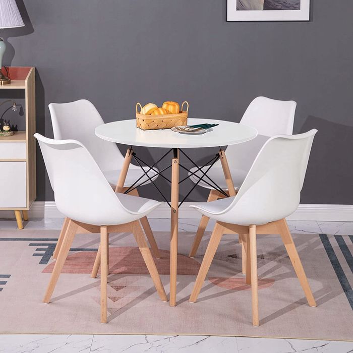 Stół fi80 white+4xkrzesło Montivaro Białe