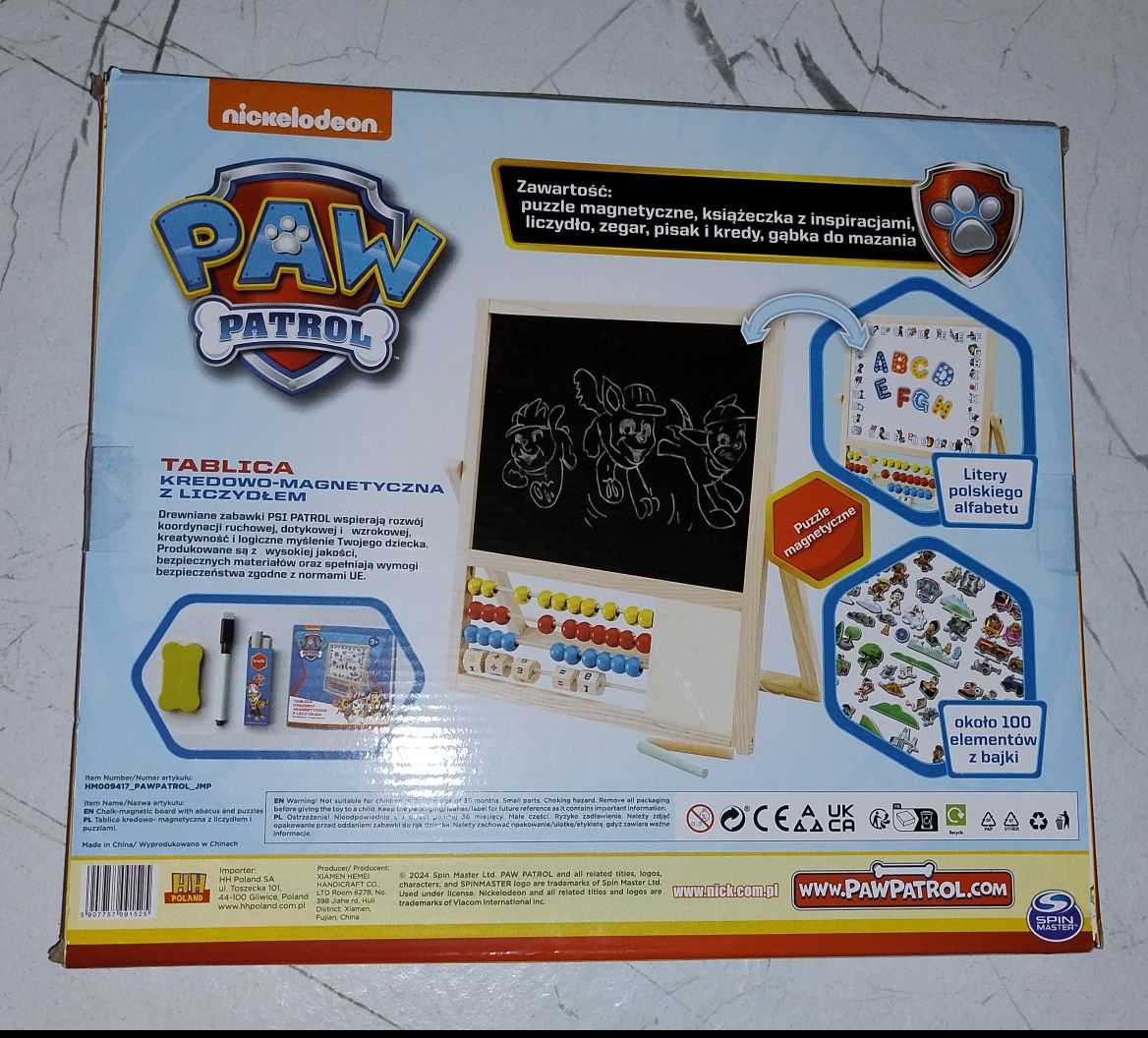 Tablica kredowa magnetyczna Nickelodeon Psi Patrol dwustronna z liczyd