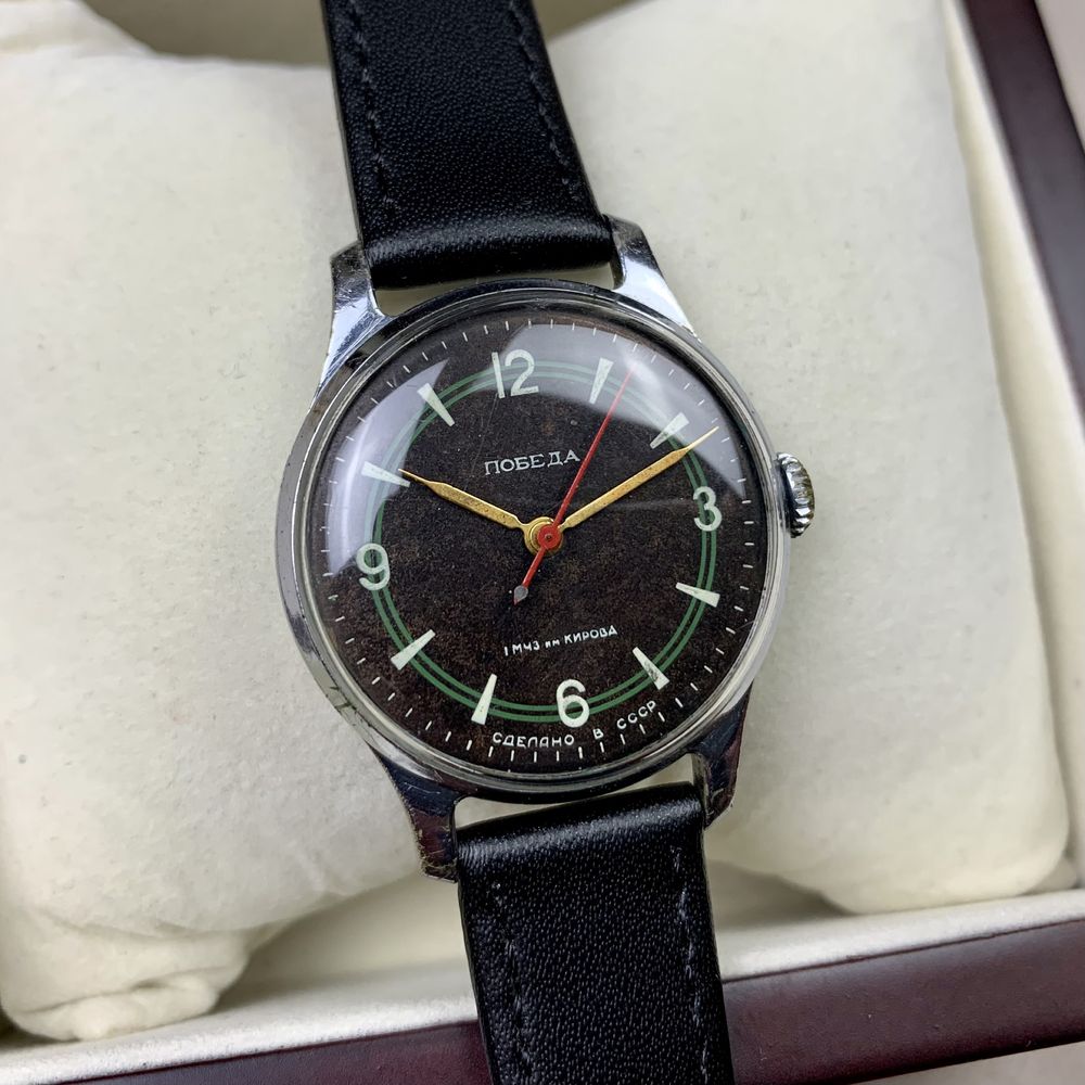 Zegarek mechaniczny Pobieda - czarna tarcza - vintage watch - ZSSR