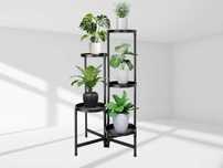 Kwietnik Metalowy Stojący Półki na Kwiaty Czarny Mat Loft 80cm