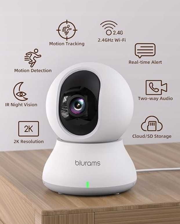 Kamera WiFi Elektroniczna Niania 2K z obrotem 360°, noktowizorem