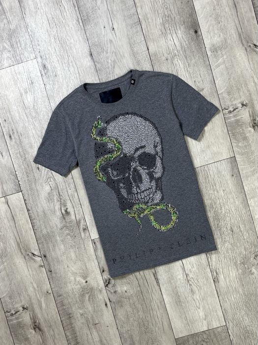 Philipp Plein футболка M размер спортивная серая с принтом оригинал