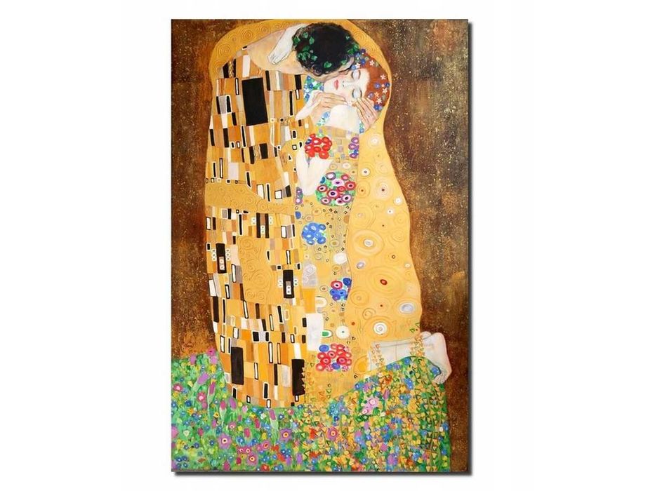duży obraz malowany Gustav Klimt POCAŁUNEK na prezent abstrakcja
