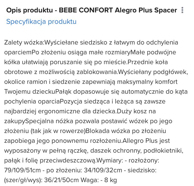 BEBE CONFORT Allegro Plus- wozek spacerowy