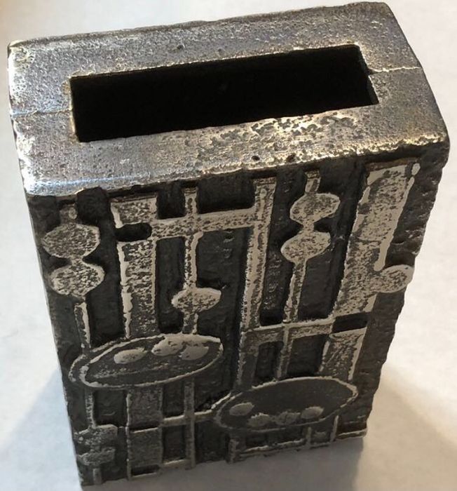 Vintage Arte e Design Coleção Olav Joff vaso fundido em aço inoxidável