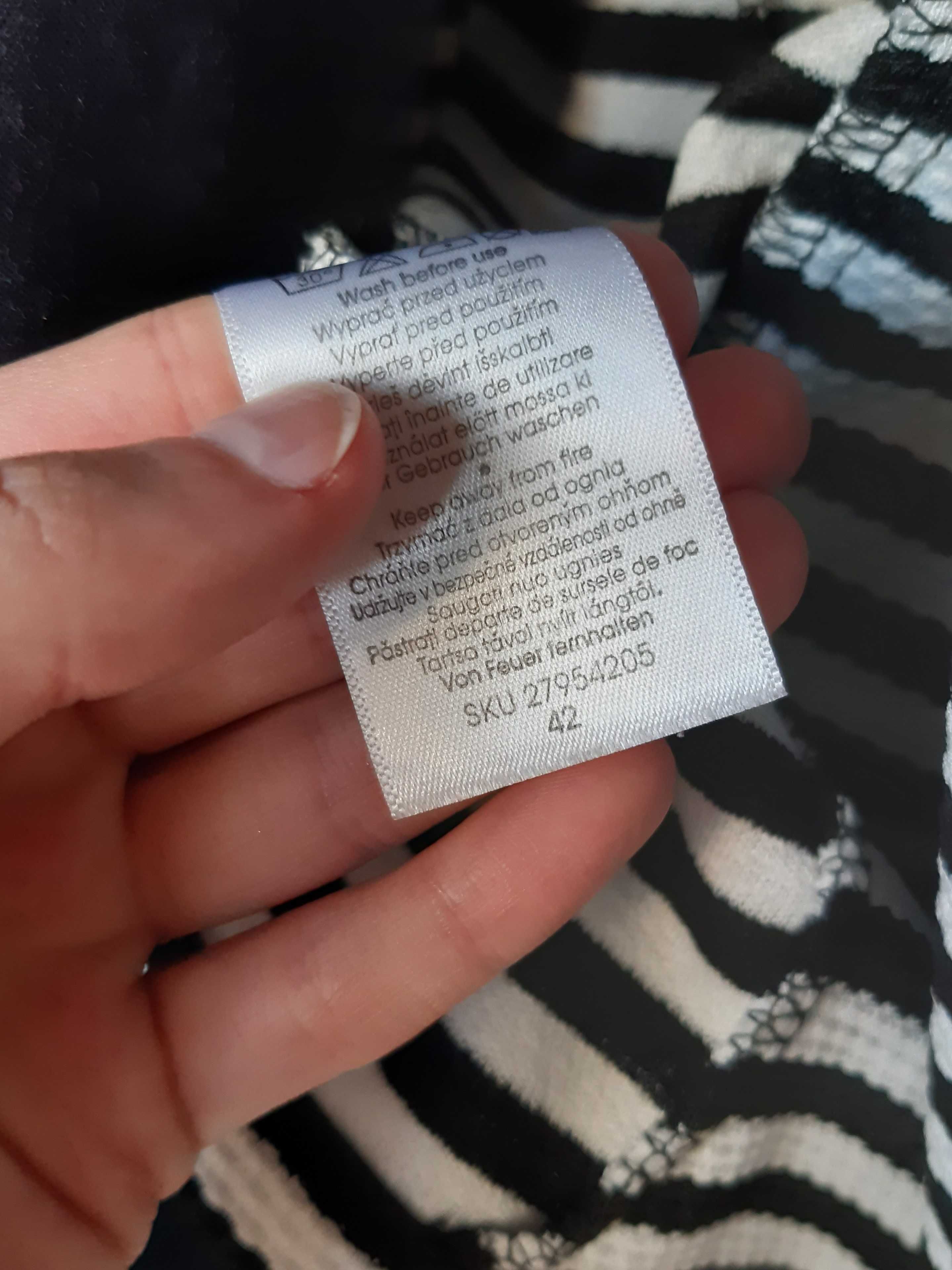 biało-czarny w paski żakiet krótka marynarka narzutka na sukienkę XL