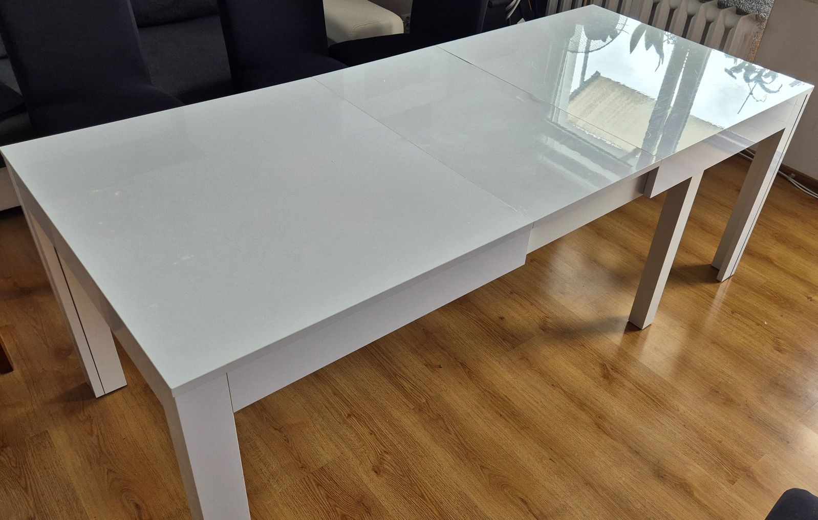STÓŁ WENUS BIAŁY POŁYSK ROZSUWANY 160-300x76x90 cm (szer. x wys. x gł.