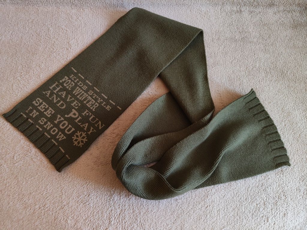 Szalik Hot Oil dziecięcy/młodzieżowy kolor zielony khaki/oliwkowy