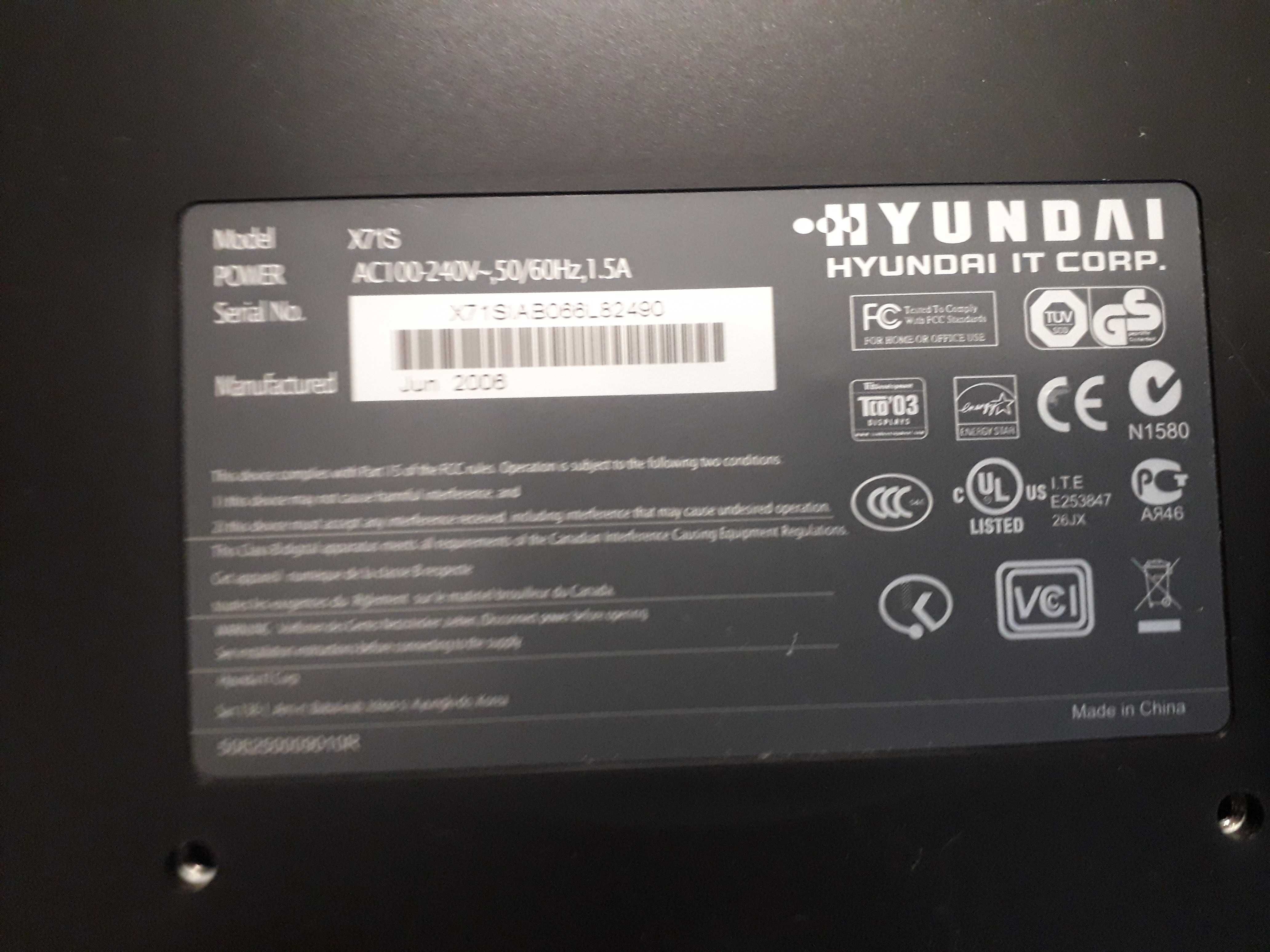 Monitor Hyundai X71S  17 cali , w pełni sprawny, Bielsko- Biała