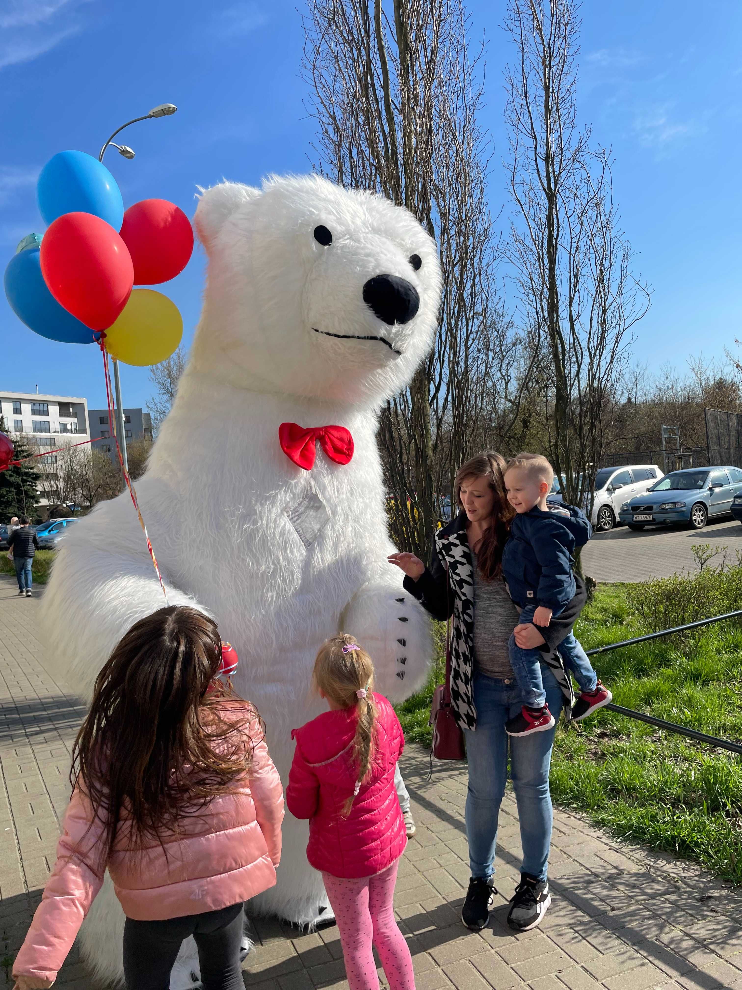 Biały Miś, Niedźwiedź- Idealny na Każdą Okazję! Balony z helem,Kwiaty!