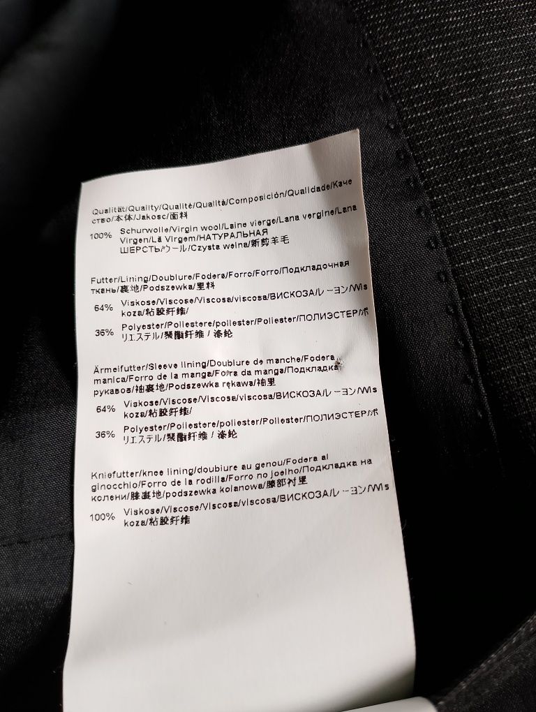 Czarna Wełniana Marynarka BOSS Hugo Boss Extra Slim Fit