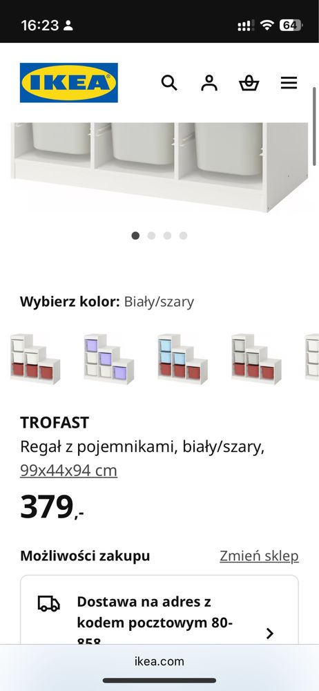 IKEA TROFAST z pojemnikami i 3 pokrywki