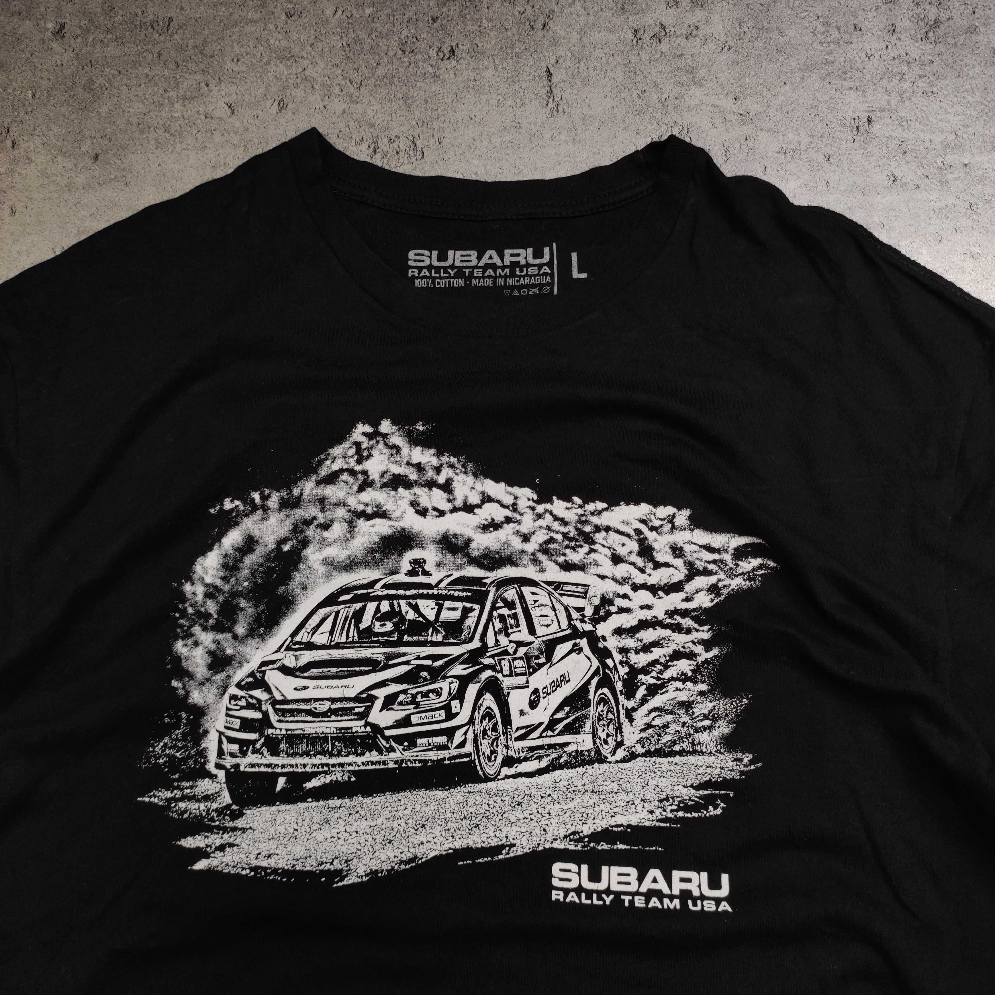 MĘSKA Koszulka Czarna Bawełna Duże Logo Motorsport Subaru Oficjalna