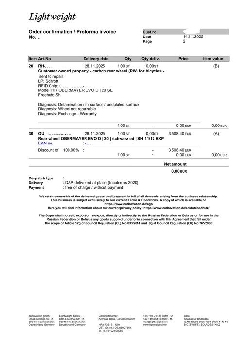 Lightweight Obermayer EVO Schwarz ED Wheelset