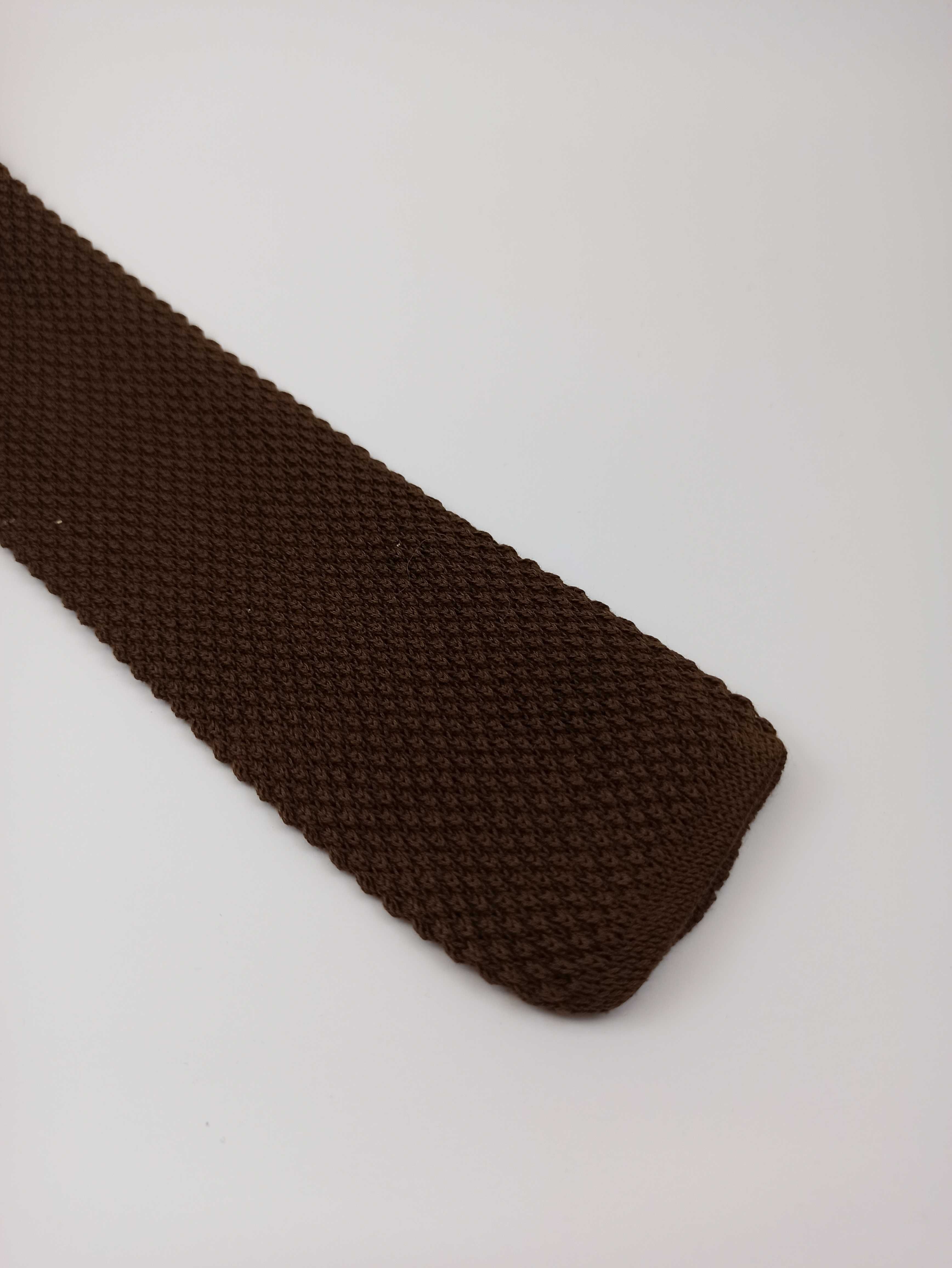 Brązowy bawełniany krawat knit kn35
