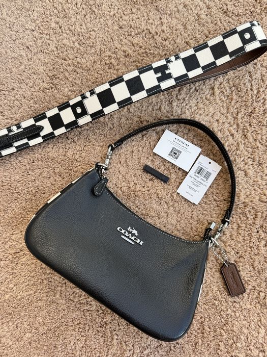 Coach сумка жіноча шкіряна оригінал Teri Leather Checkerboard Black