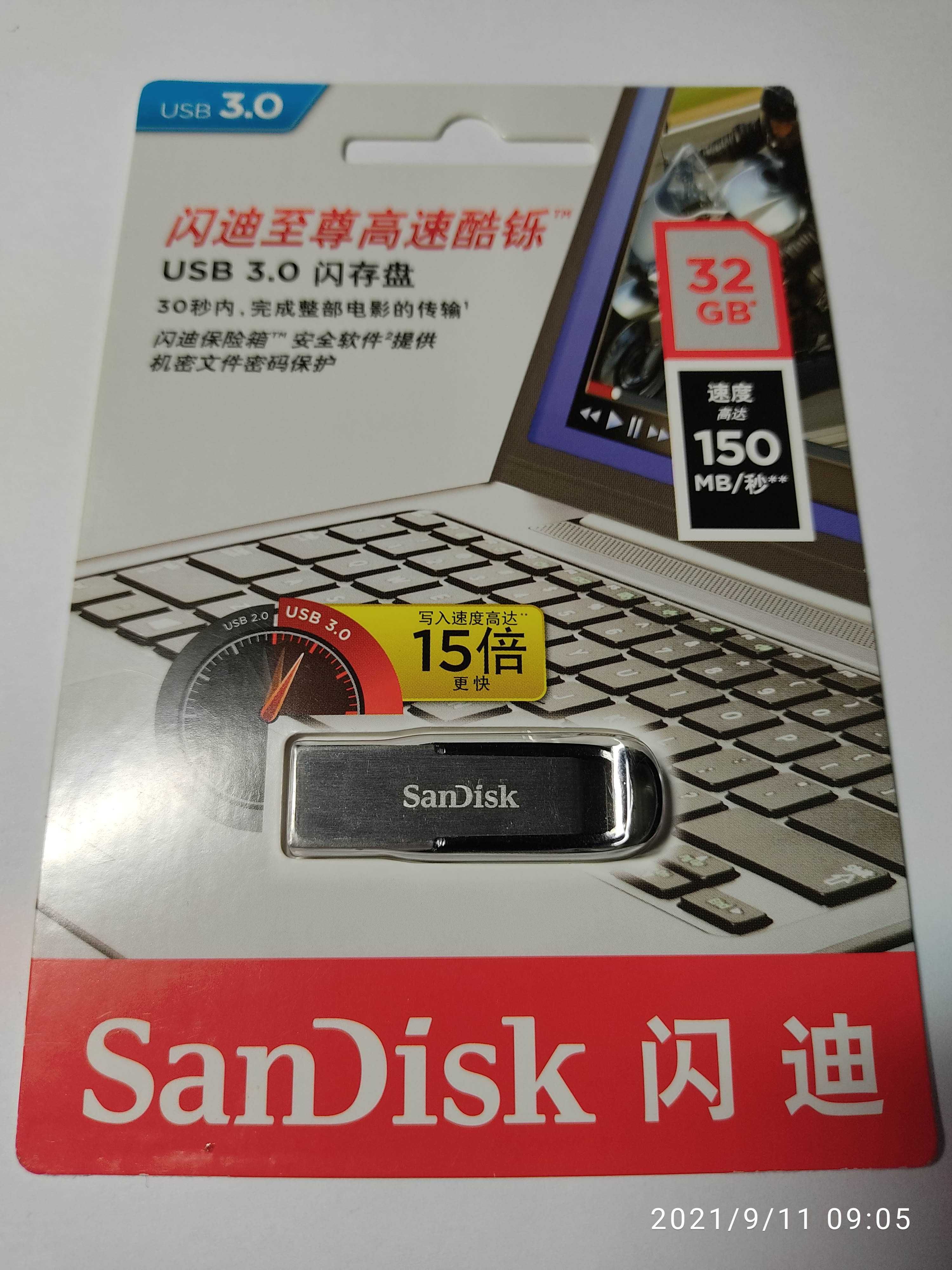 Pen Drive Sandisk 32GB USB 3.0, como nova